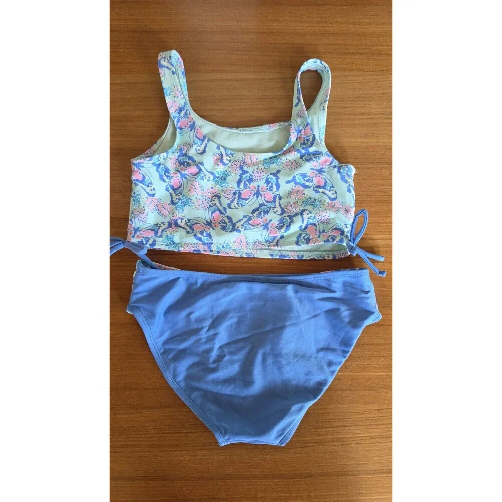 Cat & Jack Girl's Two Piece Butterfly Swimming Suit Size L (10/12)